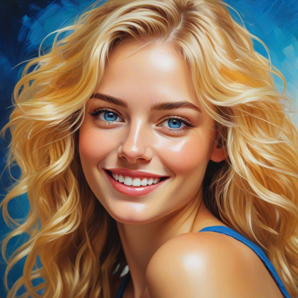 Blonde Model Portrait in Fauvist Expressionism