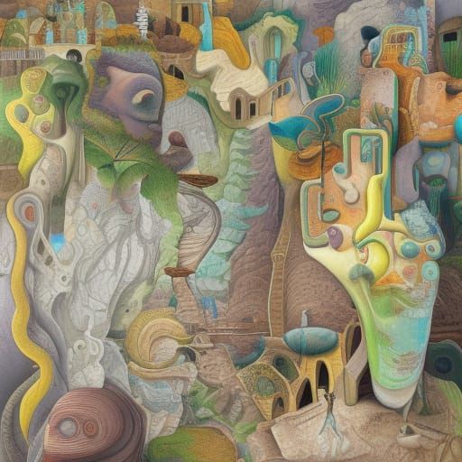 Surreal Landscape with Face: Digital Art