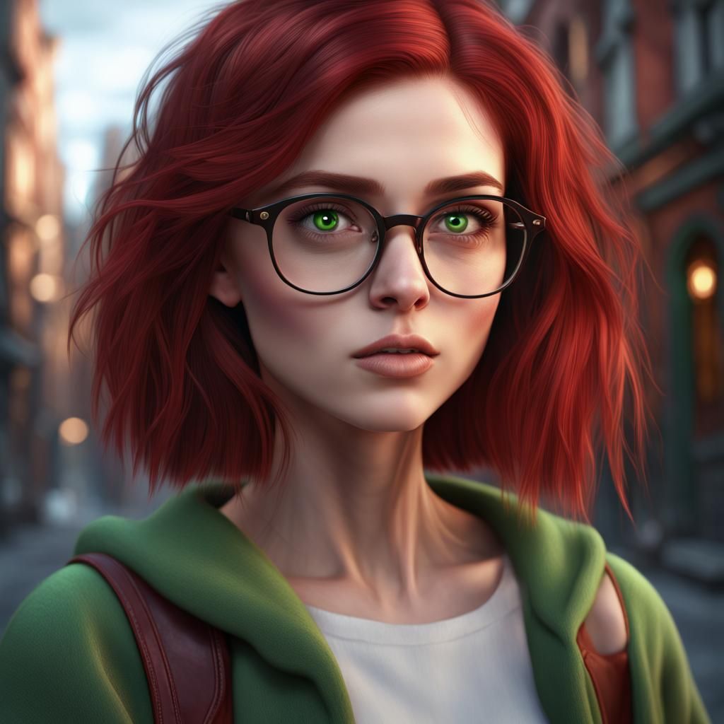 Girl with Glasses: Detailed Fantasy Concept Art