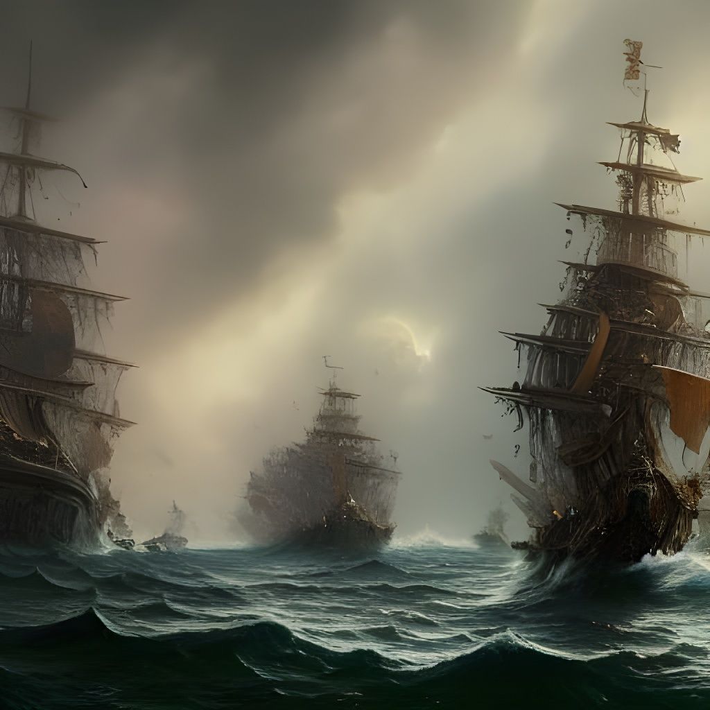 Pirate Ship Invasion of Wonderland: Geometric 3D Art