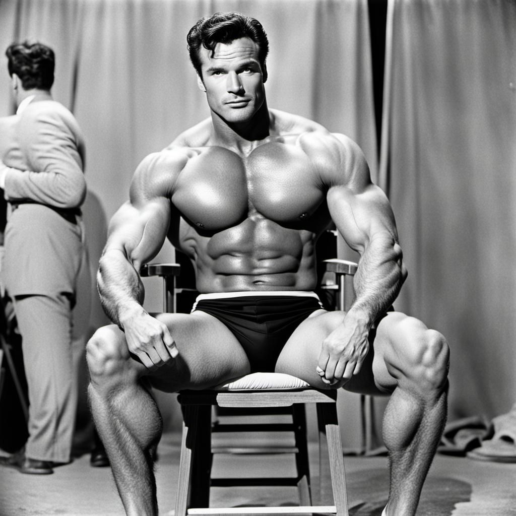 Steve Reeves on Set, Golden Age of Bodybuilding