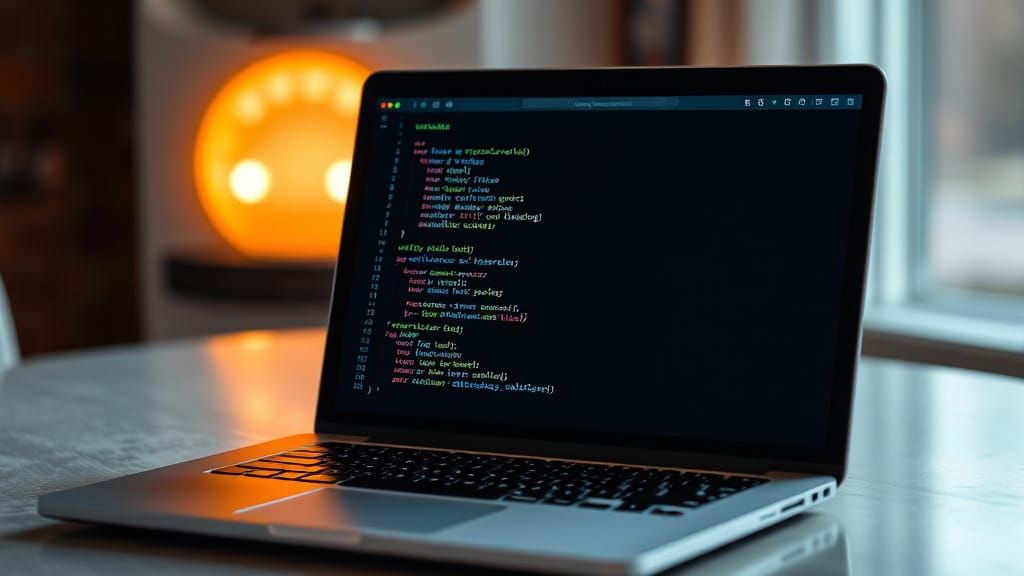 Laptop with Yakuake Terminal in Cyberspace