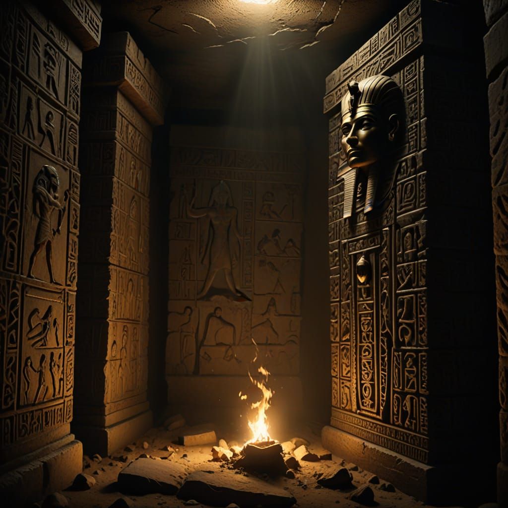 Ancient Pharaoh's Sarcophagus in Mysterious Burial Tomb