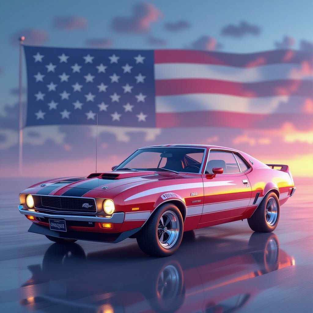 1973 AMC AMX Javelin American Flag Concept Art