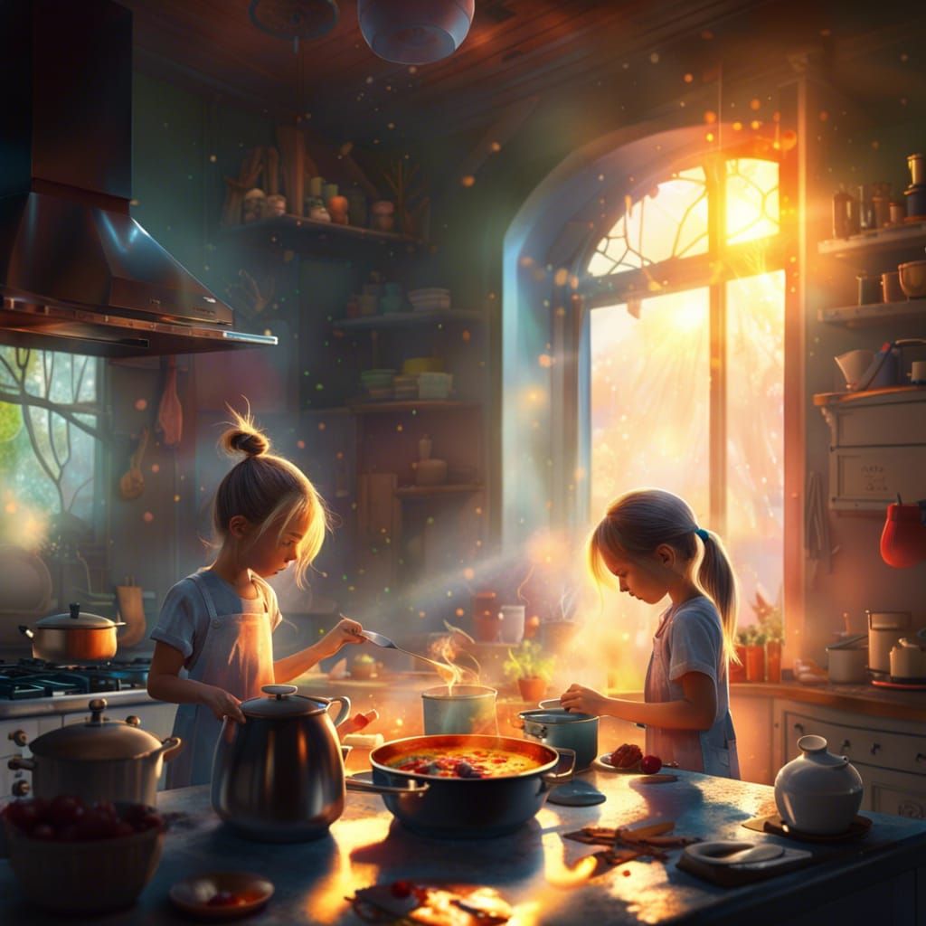 Children Cook Breakfast in Fog, Concept Art