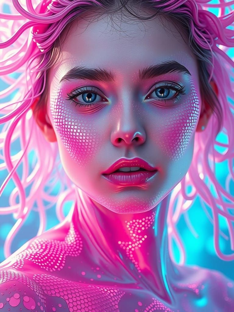 Gelatinous Goddess in Digital Dreamscape