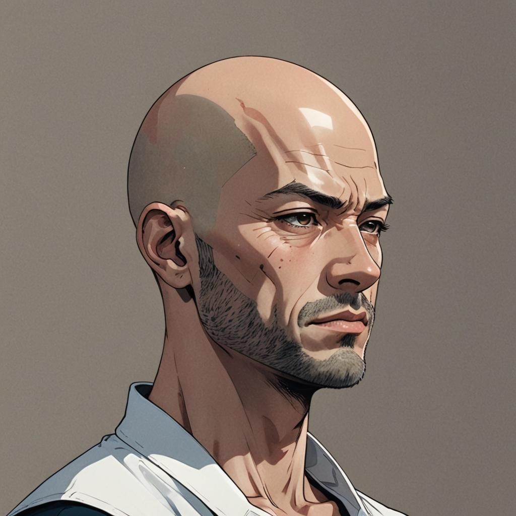 Anime Man Portrait in Cel-Shaded Style