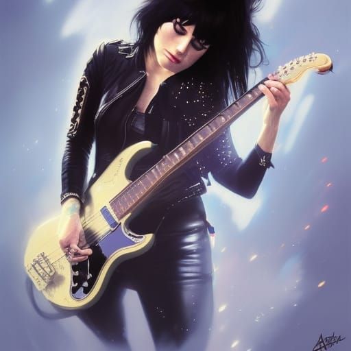 Electric Guitar Portrait in Art Nouveau Style