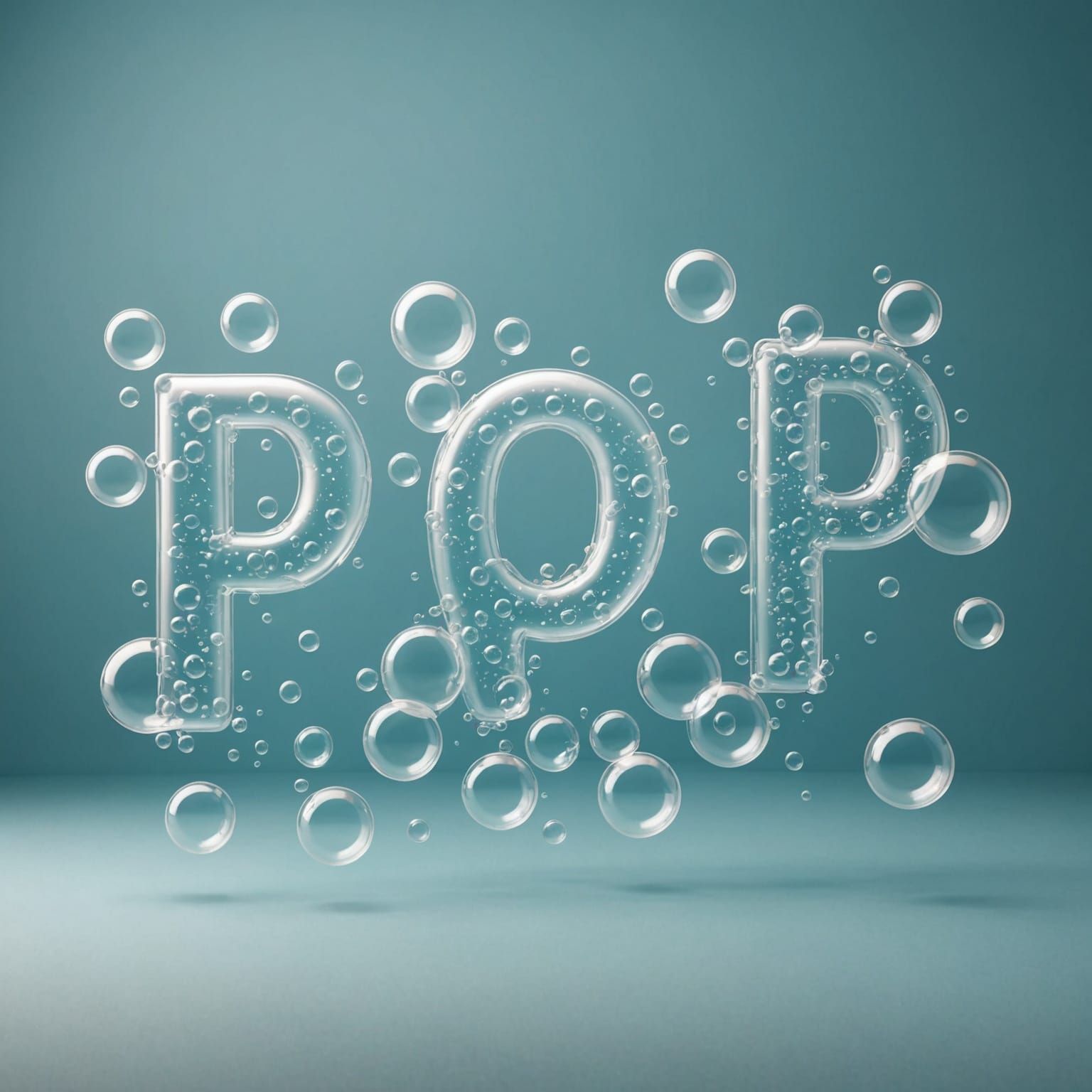 Translucent Bubbles Form the Word Pop