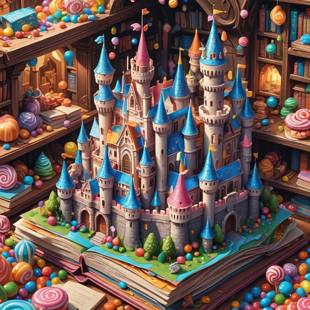 Fairytale Castle Pop-Up Book in Candy Art Style