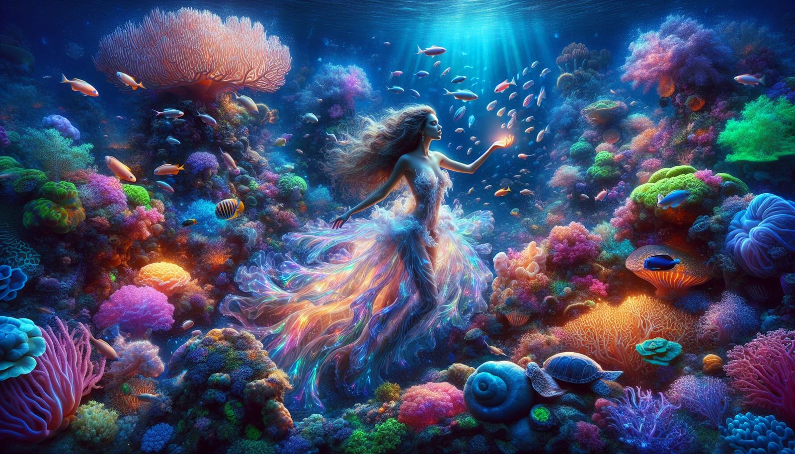 Enchanting Coral Reef Scene with Luminous Life