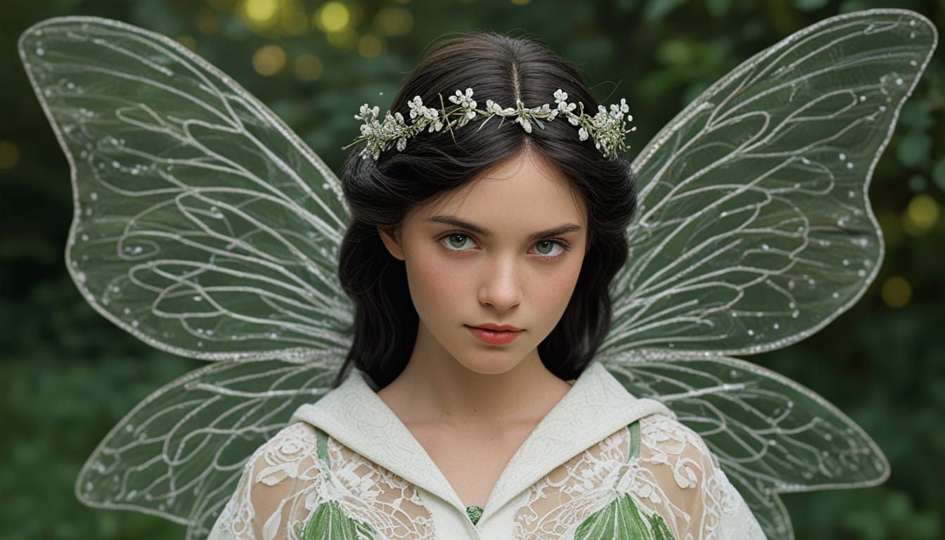 Irish Fairy in Ethereal Attire with Celtic Knot Patterns