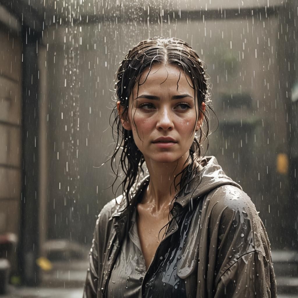 Rainy Soul: A Portrait of Suffering Woman