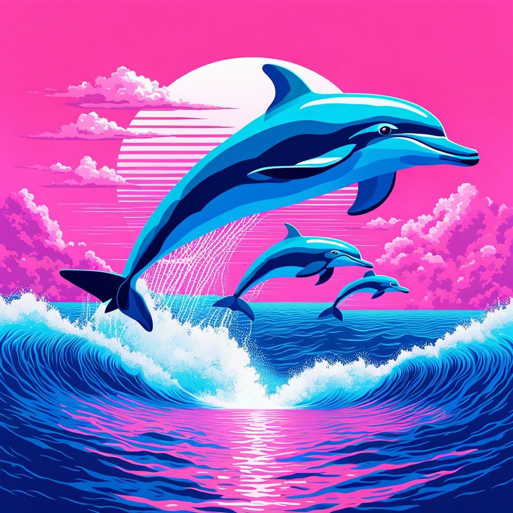 Vaporwave Amazon Dolphins
