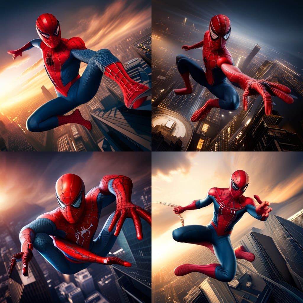 Spiderman Fighting Devils: Detailed Matte Painting