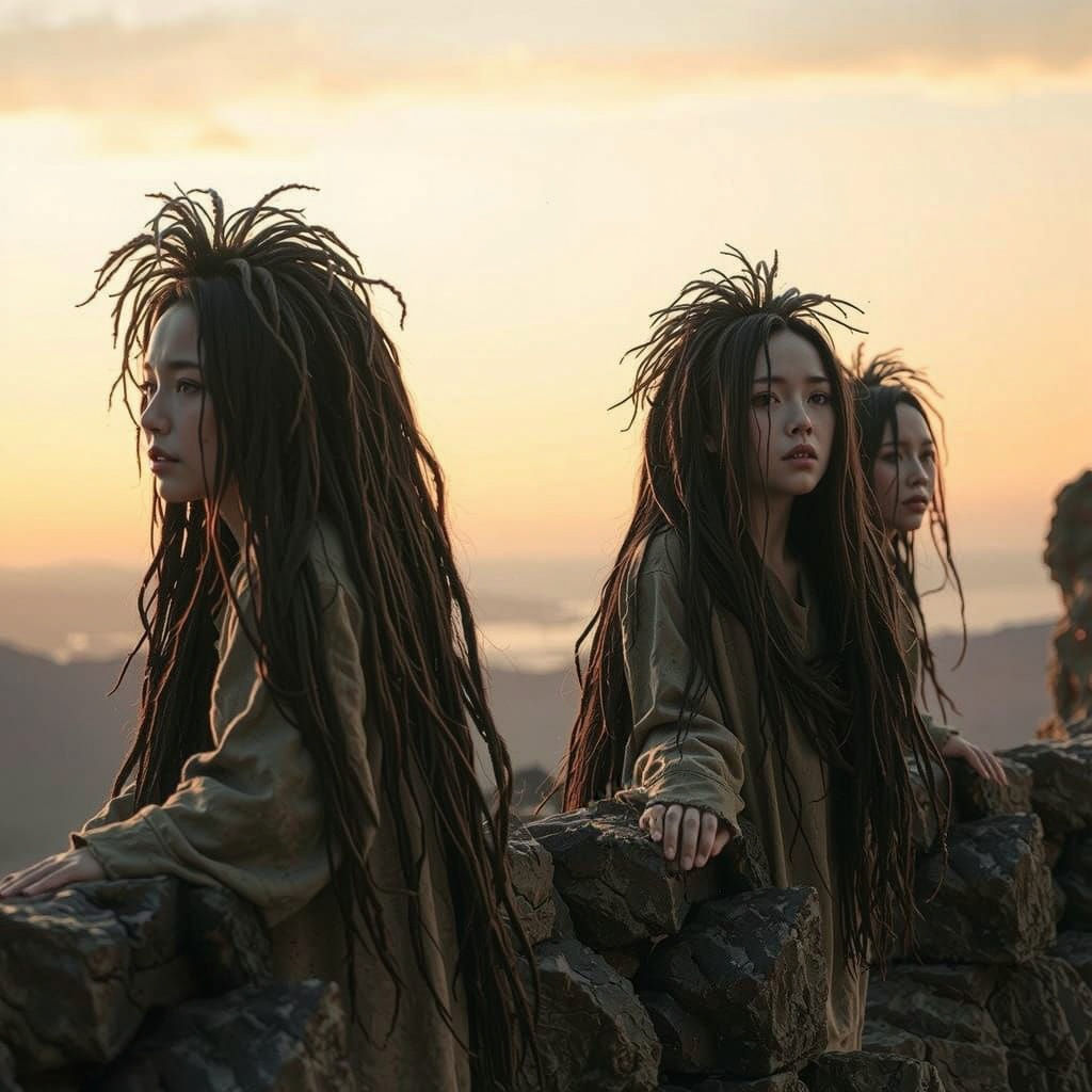 Ethereal Goddesses in Evening Light