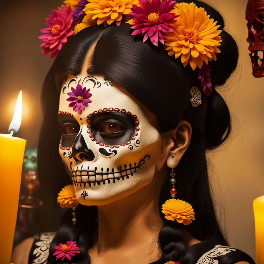 Day of the Dead Skull in Mexican Folk Art