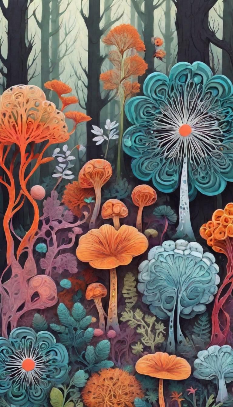 Moldy Flowers and Fungiforms in Gouache Painting
