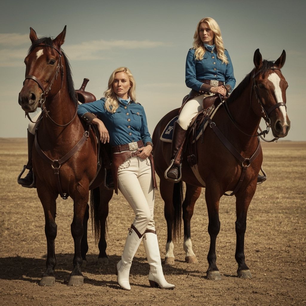 Blonde Women in US Cavalry Western Outfits