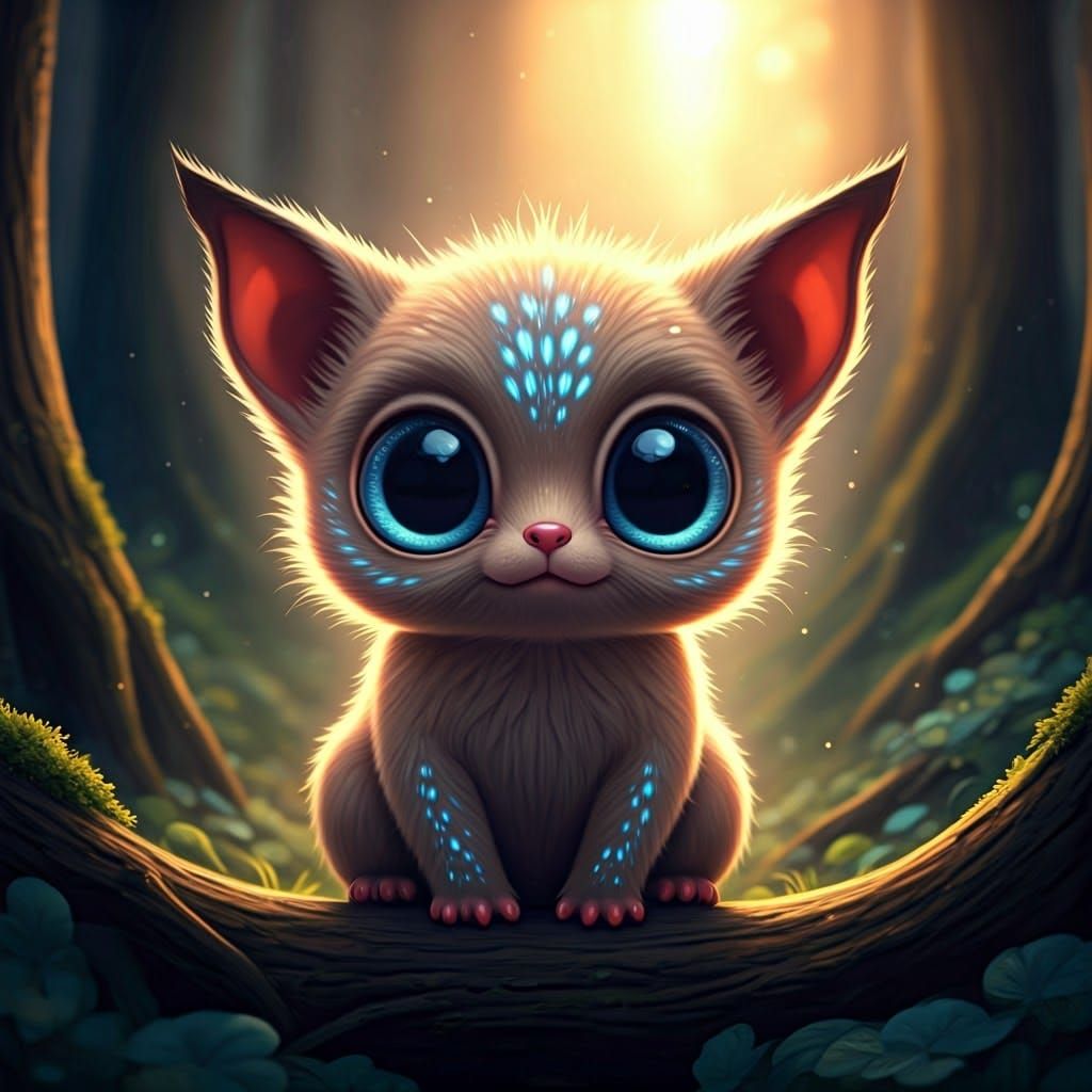 Adorable Creature in Dreamy Landscape, Photorealistic 8K