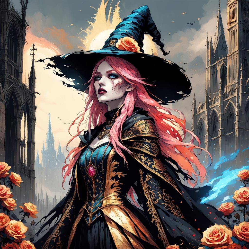 Pixel Art Gothic Witch Queen in Sunlight