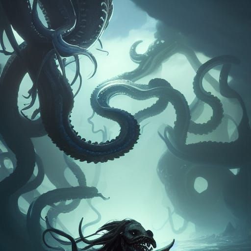 Kraken in Dark Fantasy Style