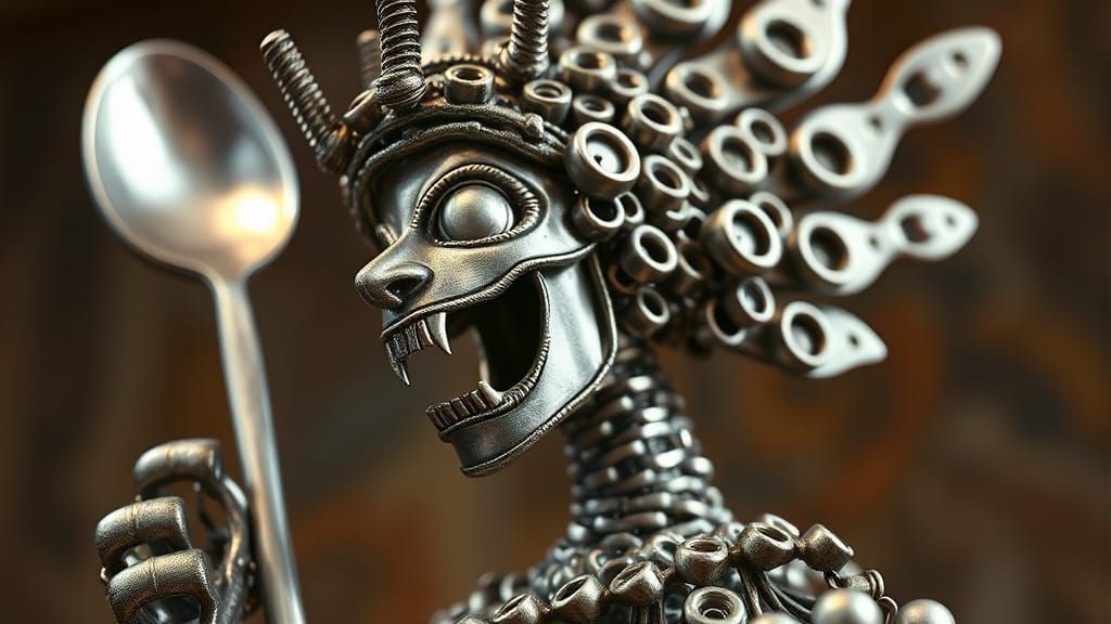 A Highly Realistic GEISHA Sculpture Made from Discarded Meta...