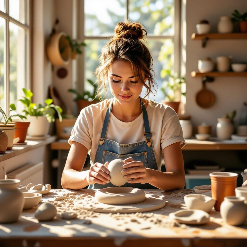 Hyperrealistic Clay Art in Sunny Studio