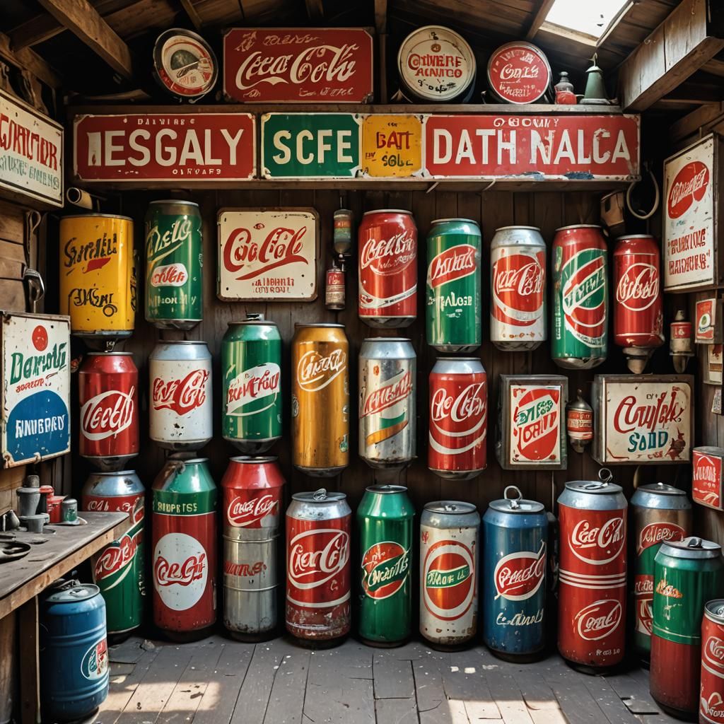 Vintage Shanty Garage with Soft Drink Signs