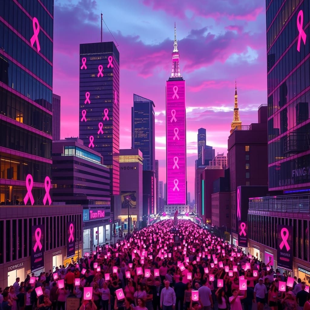 Pink Cityscape Tribute in Neon Style