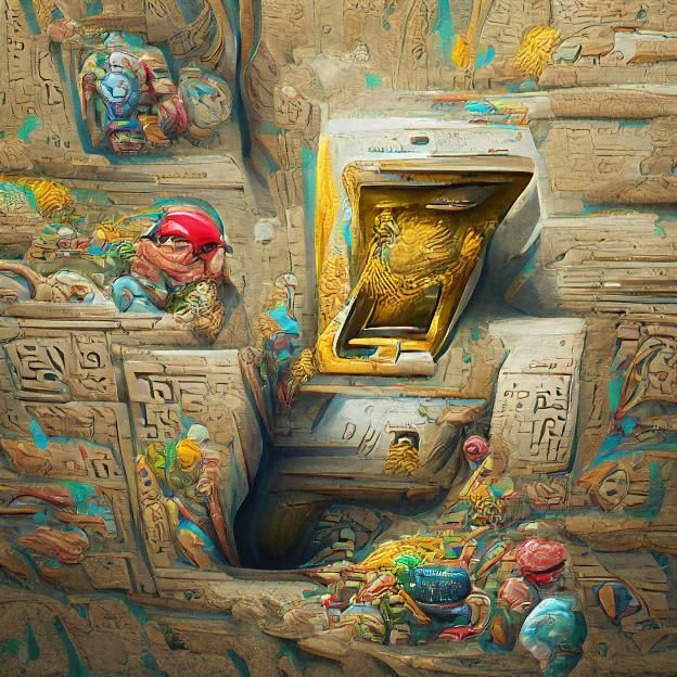 Ancient Treasure Artifact in Tomb, Digital Illustration