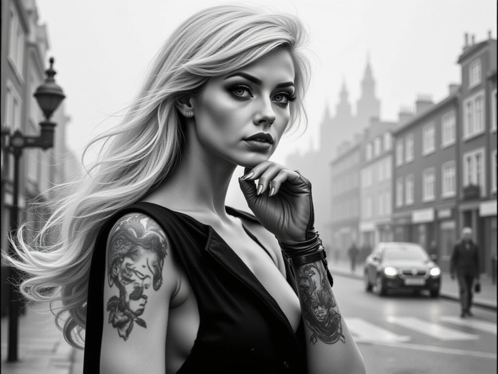 50s Pinup Tattoo Design in Foggy London