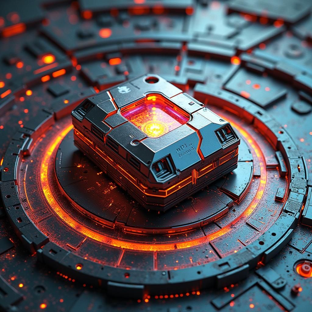 Futuristic Computer Core in Geo-Fauvist Art Deco Style