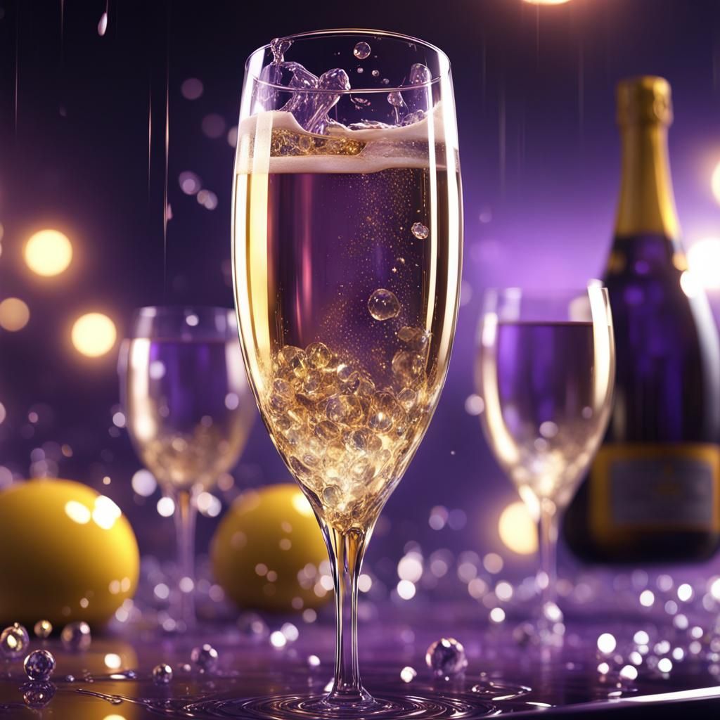 Flowing Champagne in Dark Fantasy Style