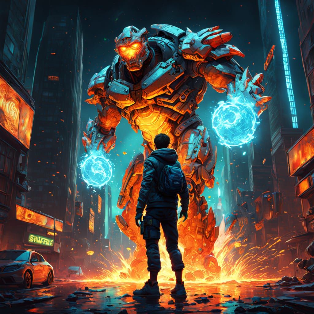 Cartoon Hero Hesitates Before Doomsday Button