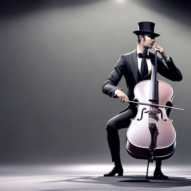 Cellist Spotlight: Detailed Portrait in Dramatic Lighting