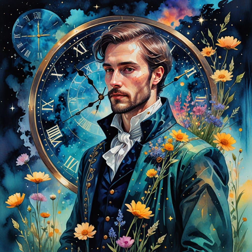 Ethereal Split Screen Portrait in Watercolor Style