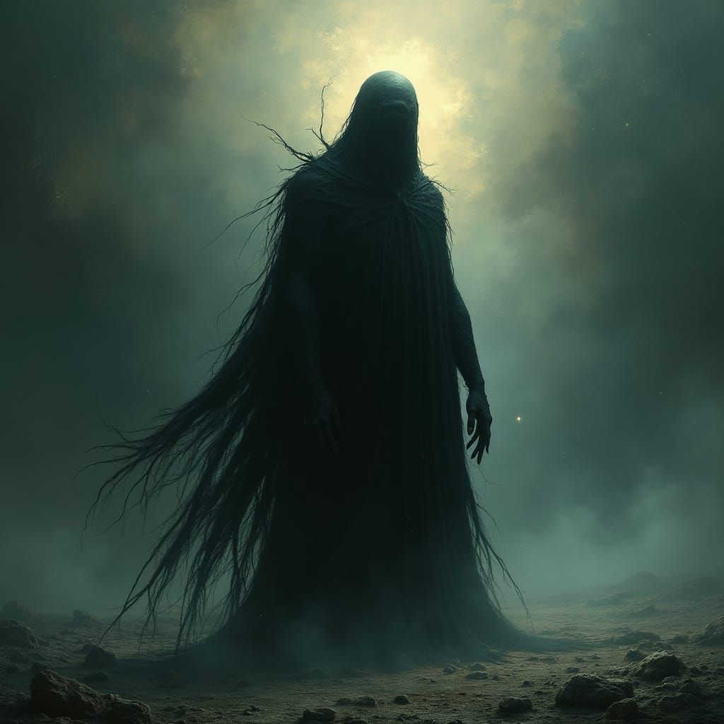 Dark Deity in Endless Void: Surreal Fantasy Art