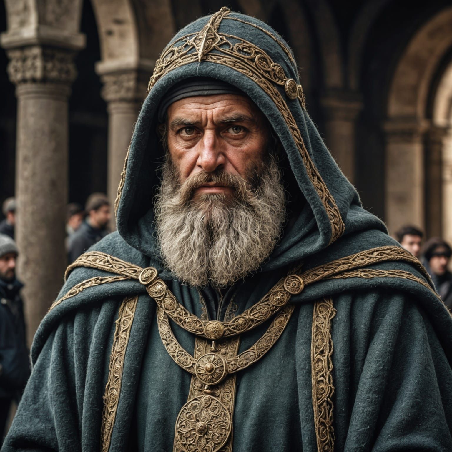 Hyperrealistic Image of The Dagda with Unruly Beard