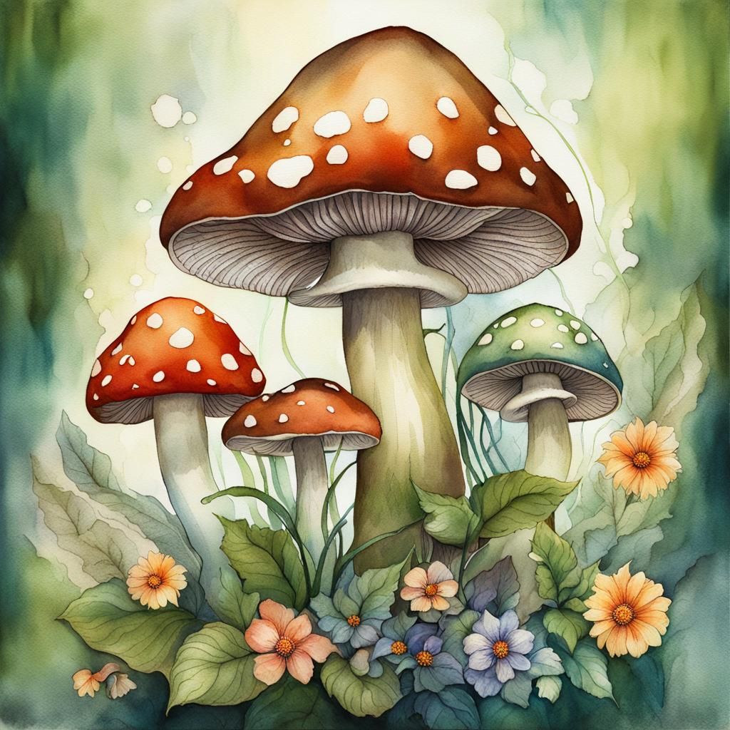 Magical Talking Plants in Whimsical Watercolour Illustration