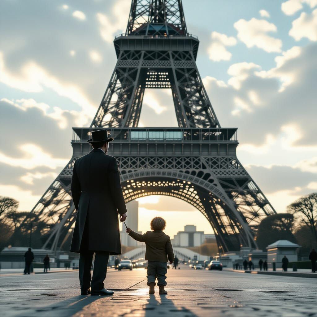 Boy Jindra With Gustave Eiffel Cinematic Film Still