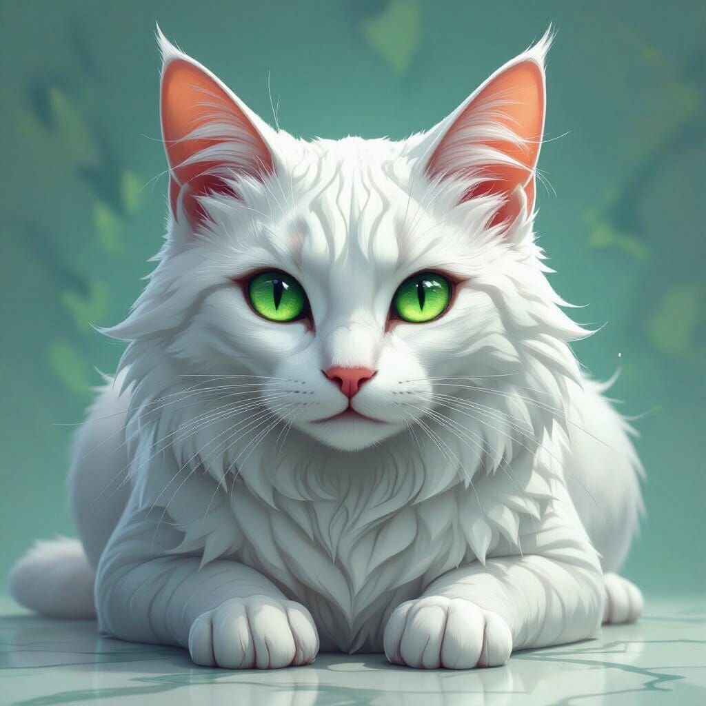 Sleek Marble Cat with Green Eyes