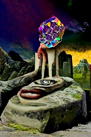 Psychedelic Stone Oracle in Surreal Fantasy