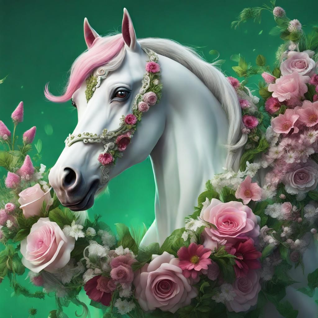 Elegant Flower Horse Fantasy Concept Art