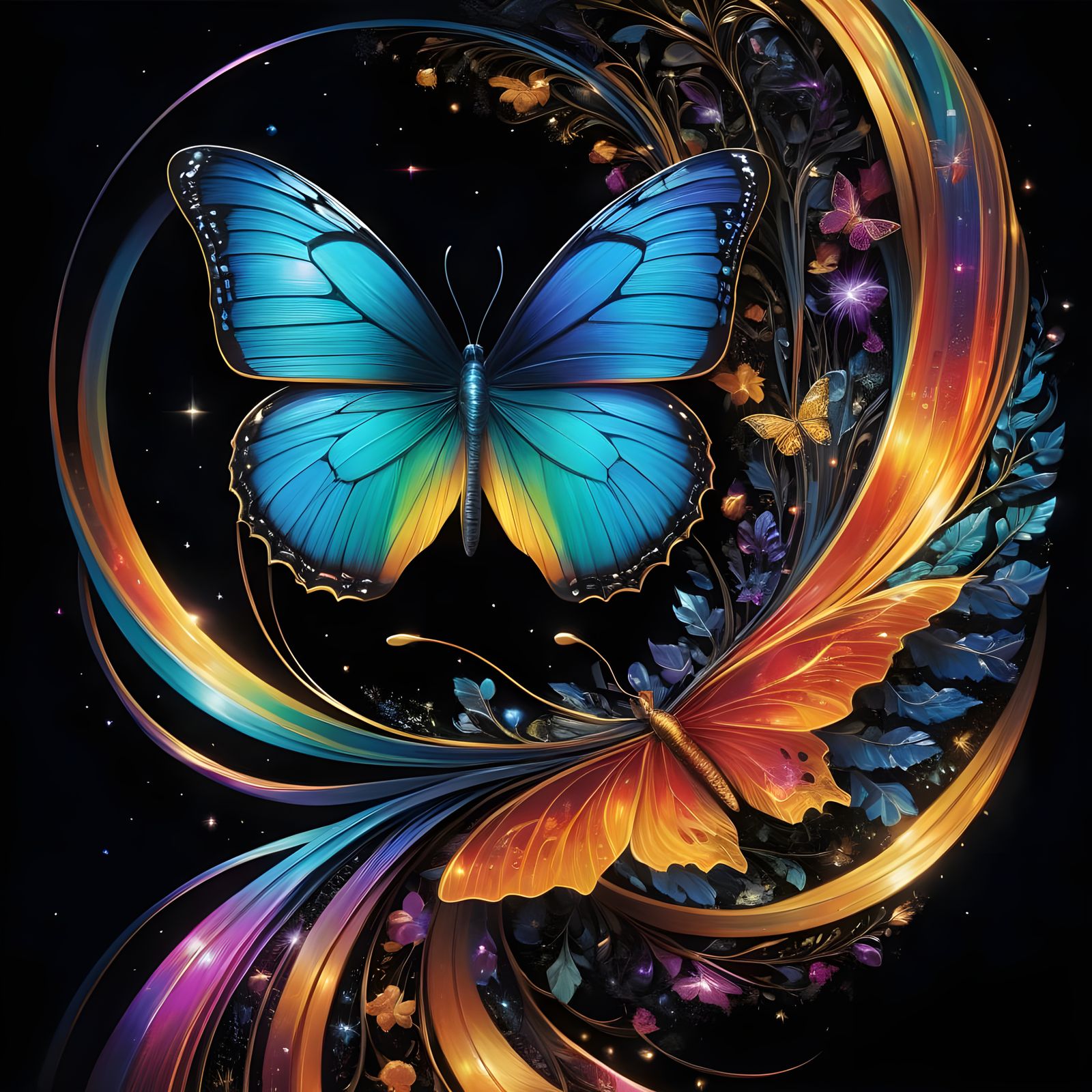 Galaxies Born from Cosmic Butterflies in a Shimmering Expans...