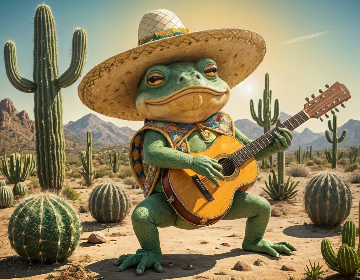 Cururu Toad Plays Guitar Under Mexican Sun