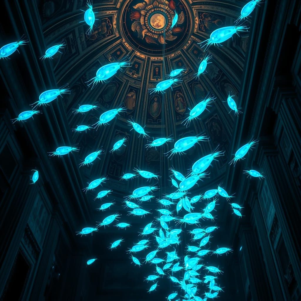 Glowing Plankton Paint Sistine Chapel in Neon Light