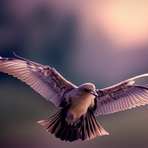 Bird in Flight at Sunset