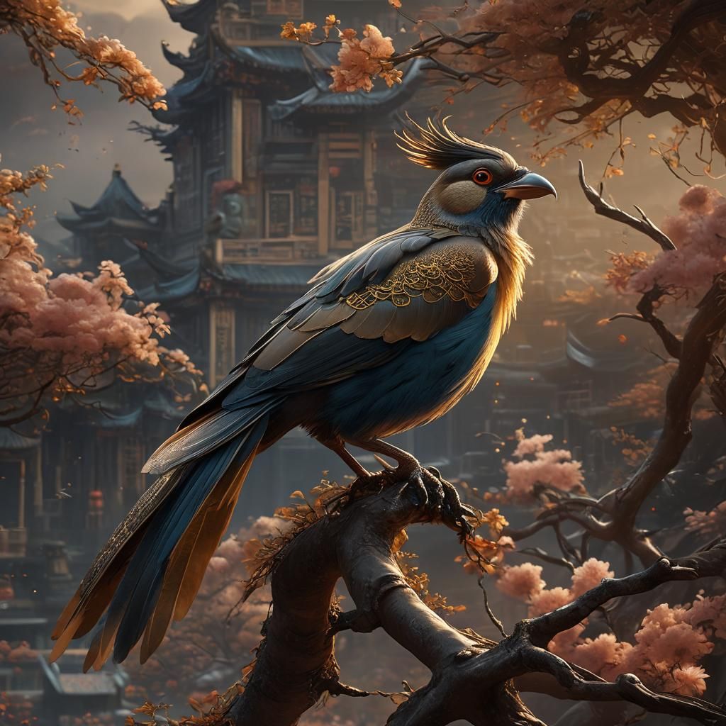 Exotic Chinese Bird Digital Matte Painting