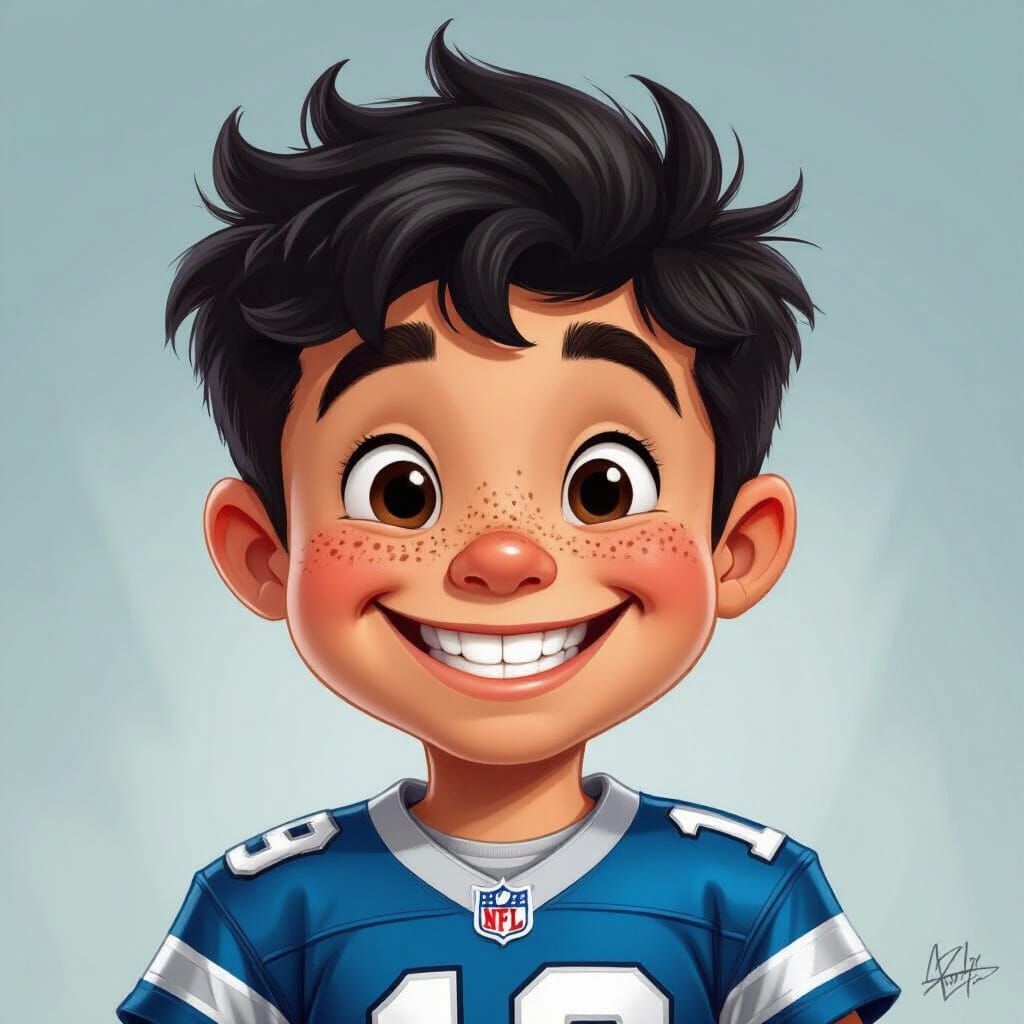 Alfred E. Neuman as Hispanic Football Player in Caricature S...